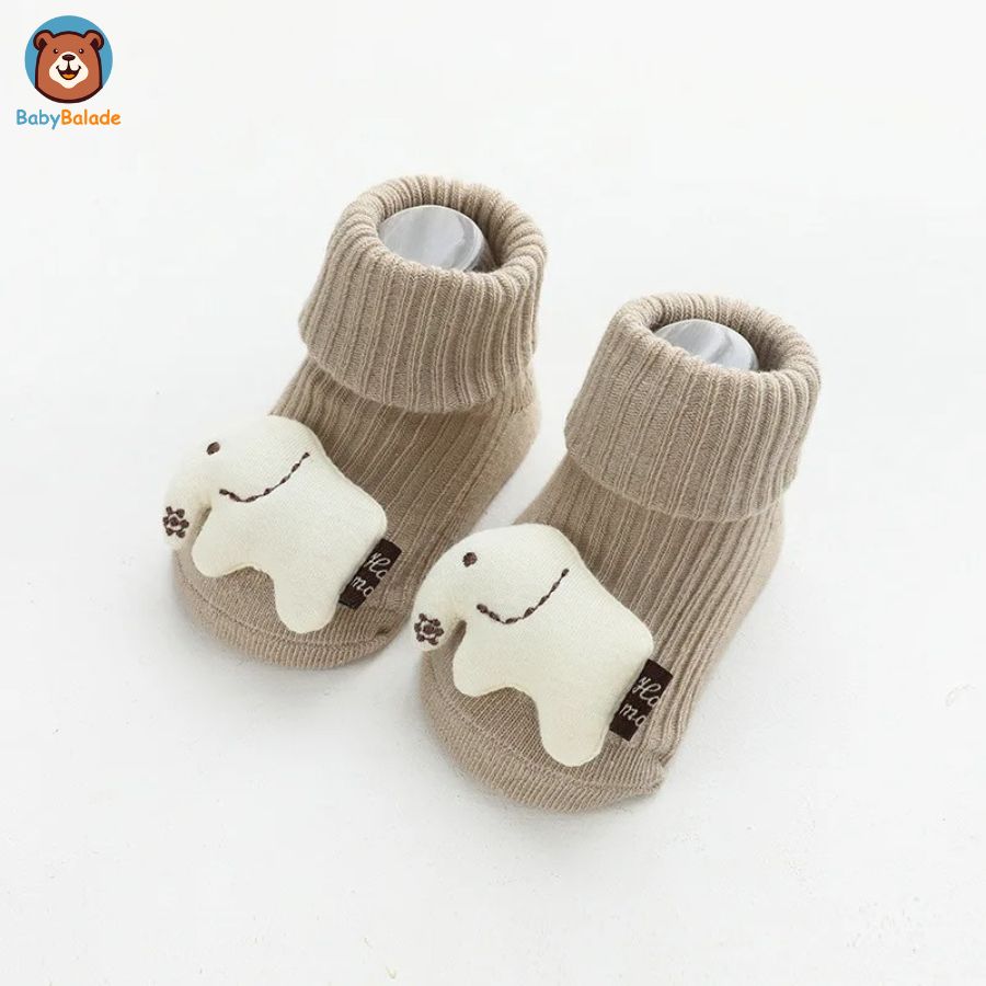 Chaussette Antidérapante Bébé -  Couleur Beige