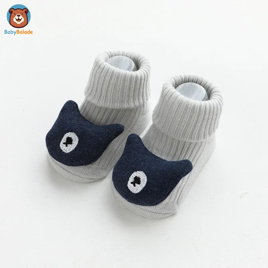 Chaussette Antidérapante Bébé -  Couleur Gris Clair