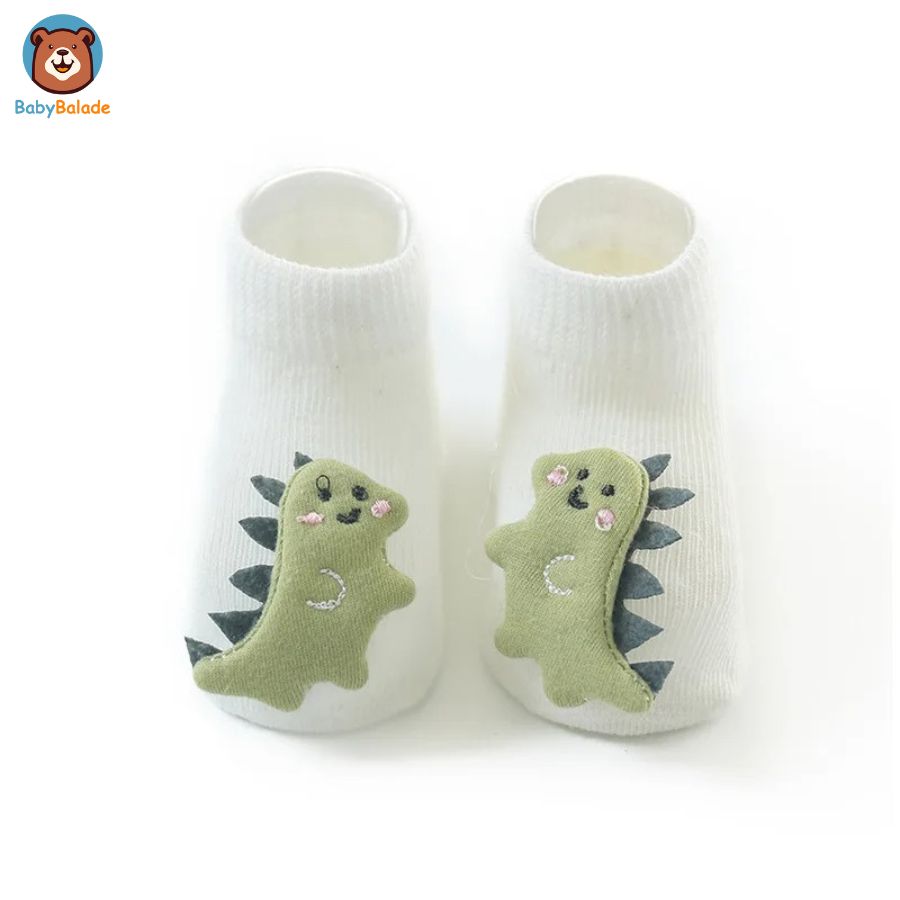 Chaussette Antidérapante bébé - modèle dinosaure vert