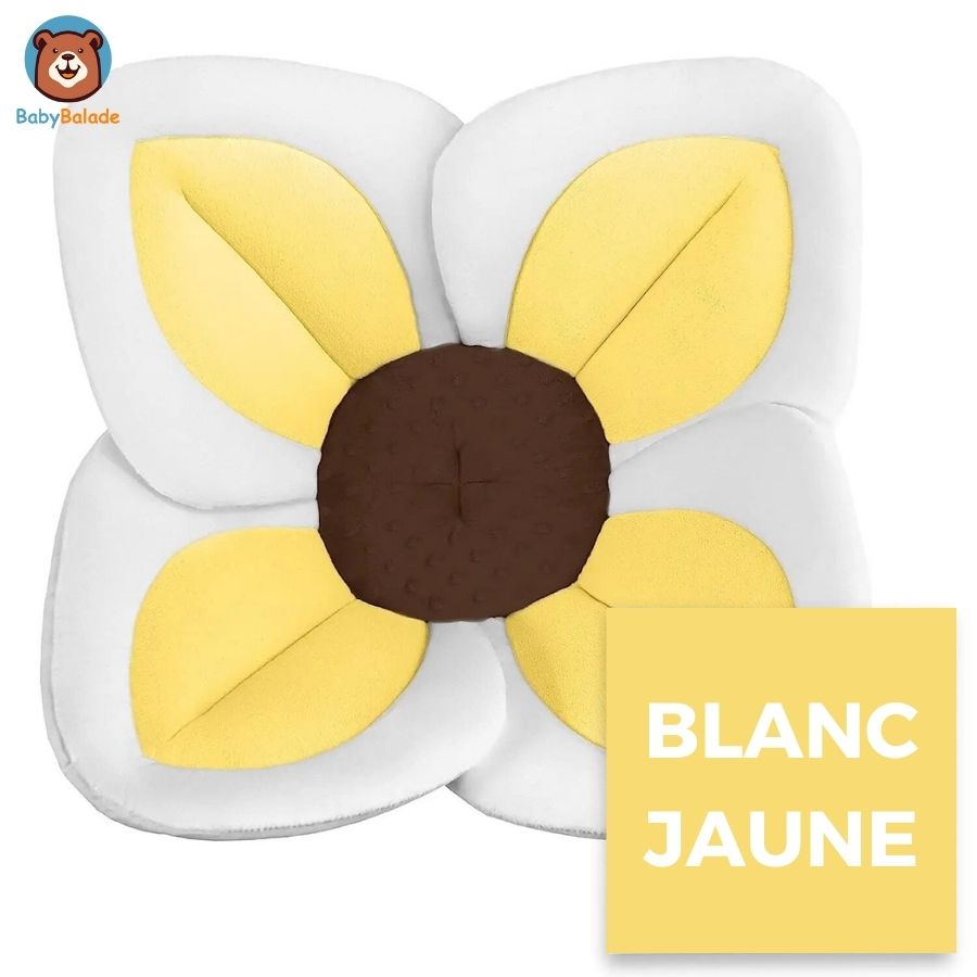 fleur de bain bebe - blanc jaune