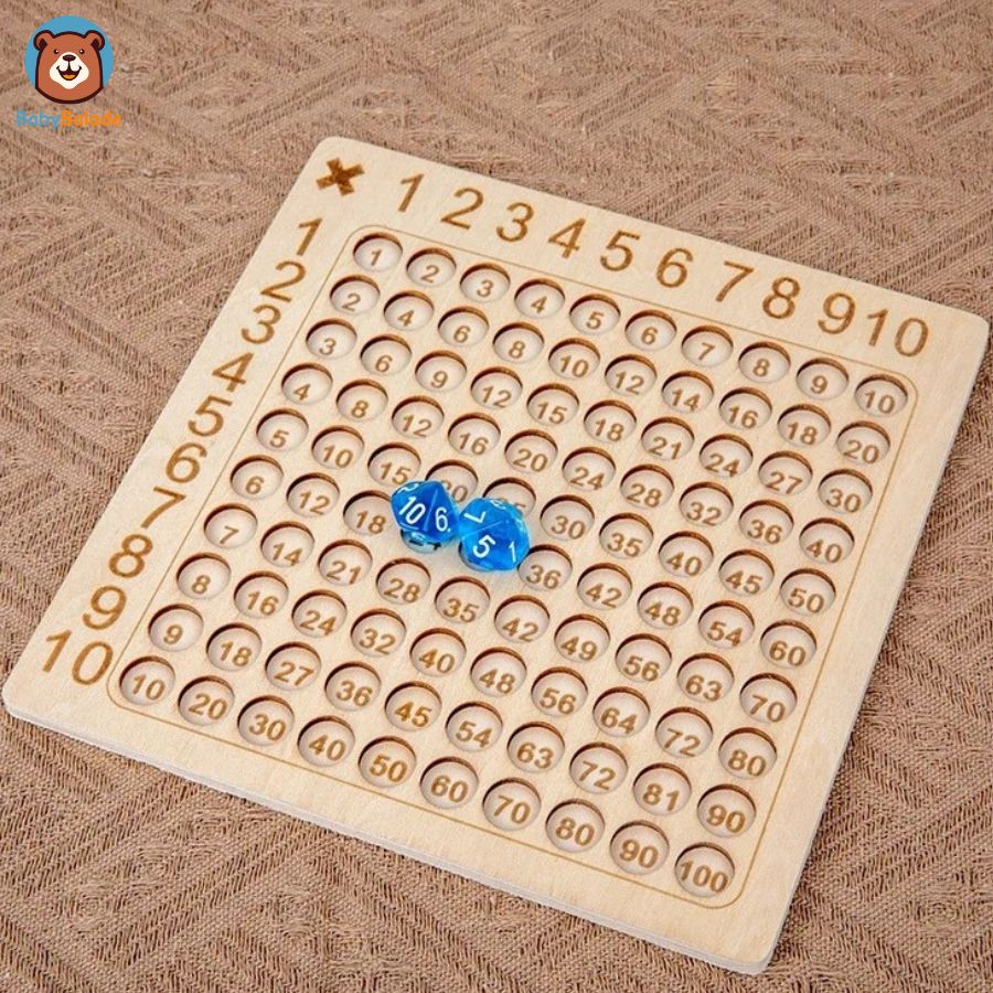 jeu table de multiplication - plateau et dés ensemble