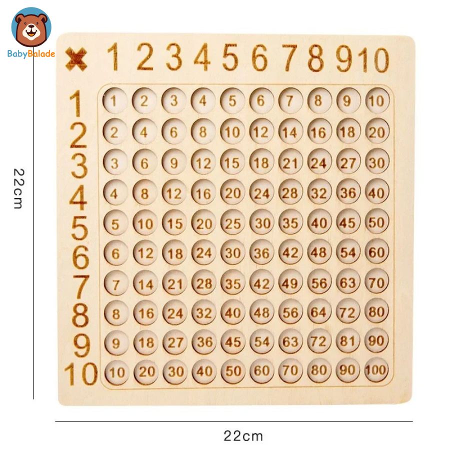 jeu table de multiplication - dimensions adéquates pour les petites mains
