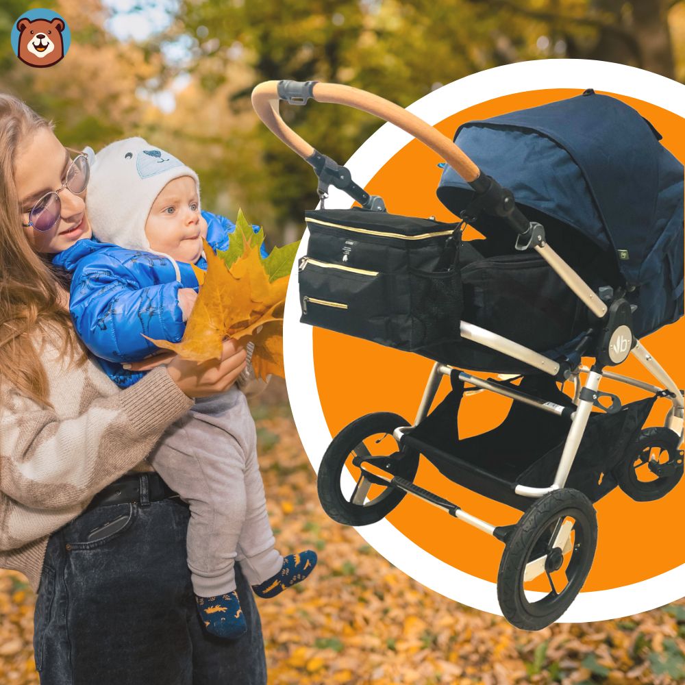 sac à langer poussette - bébé et maman debout