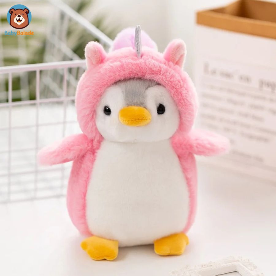 Peluche Pingouin - rose licorne