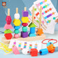 puzzle montessori en bois avec des formes géométriques et des couleurs variées ludique