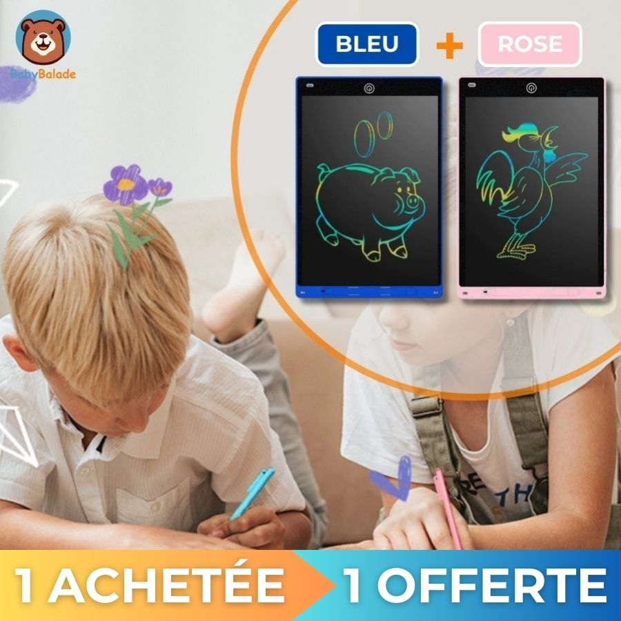 Tablette d'écriture et de dessin LCD - Une Achetée Une Offerte - Bleu Rose