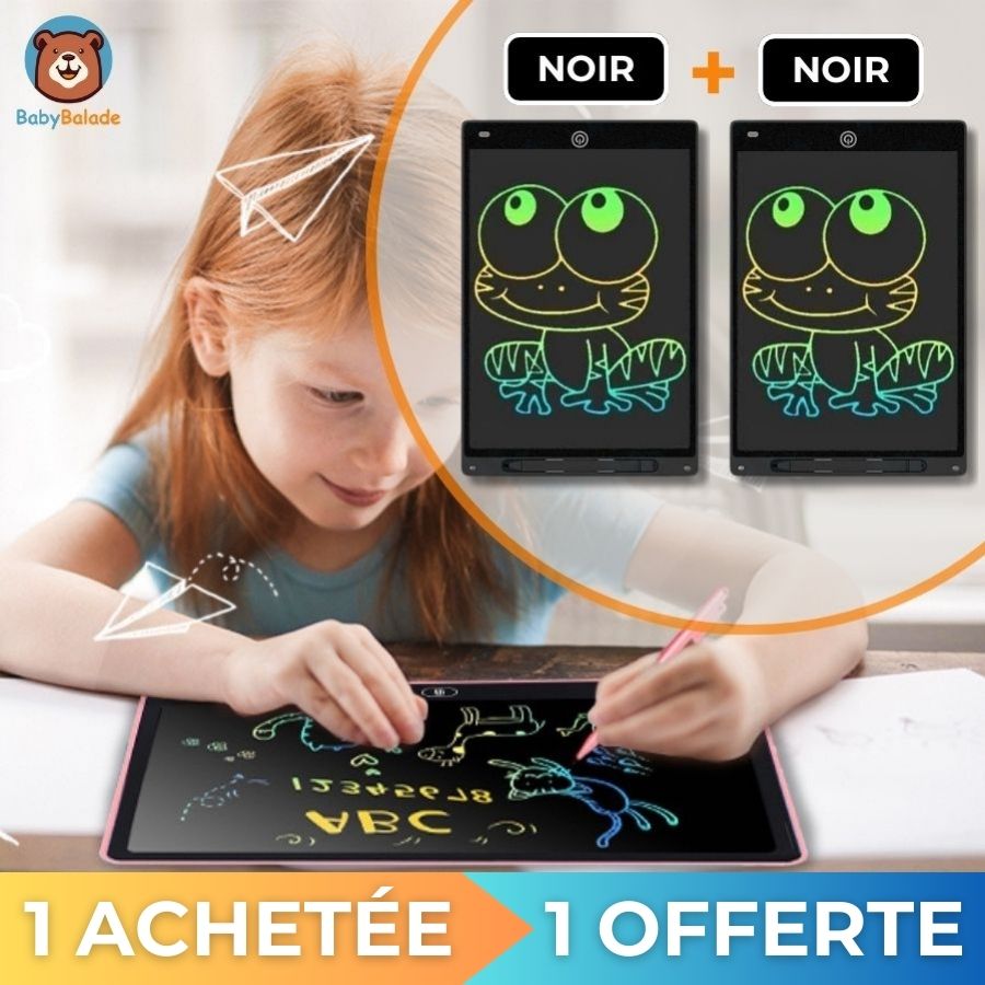 Tablette d'écriture et de dessin LCD - Une Achetée Une Offerte - Noir Noir