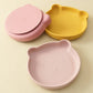 Assiette bébé en silicone avec ventouse de forme ours croisillon babybalade