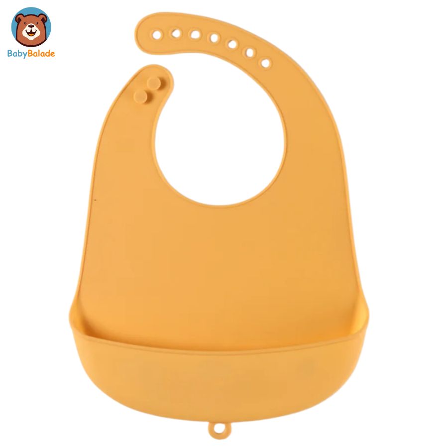 bavoir silicone - bavoir bébé de couleur jaune