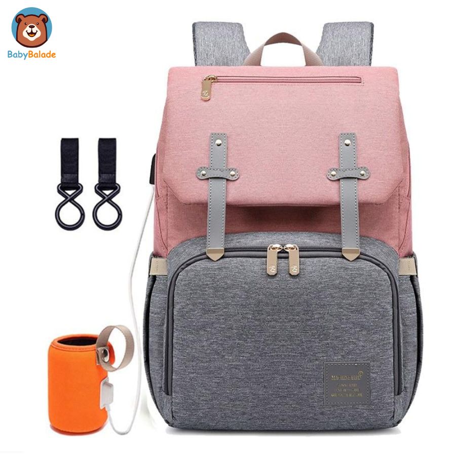 sac à dos à langer de couleur rose