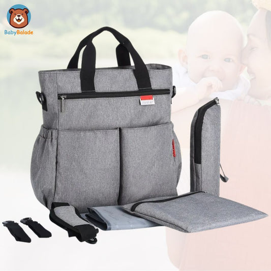 sac à langer bandoulière de couleur gris