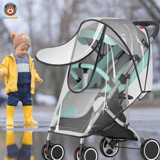 Habillage Pluie Poussette - bébé marchant sous la pluie