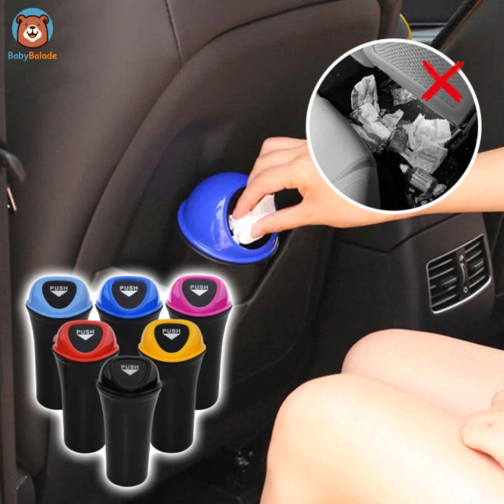 Poubelle de voiture - une femme qui jette dans la poubelle