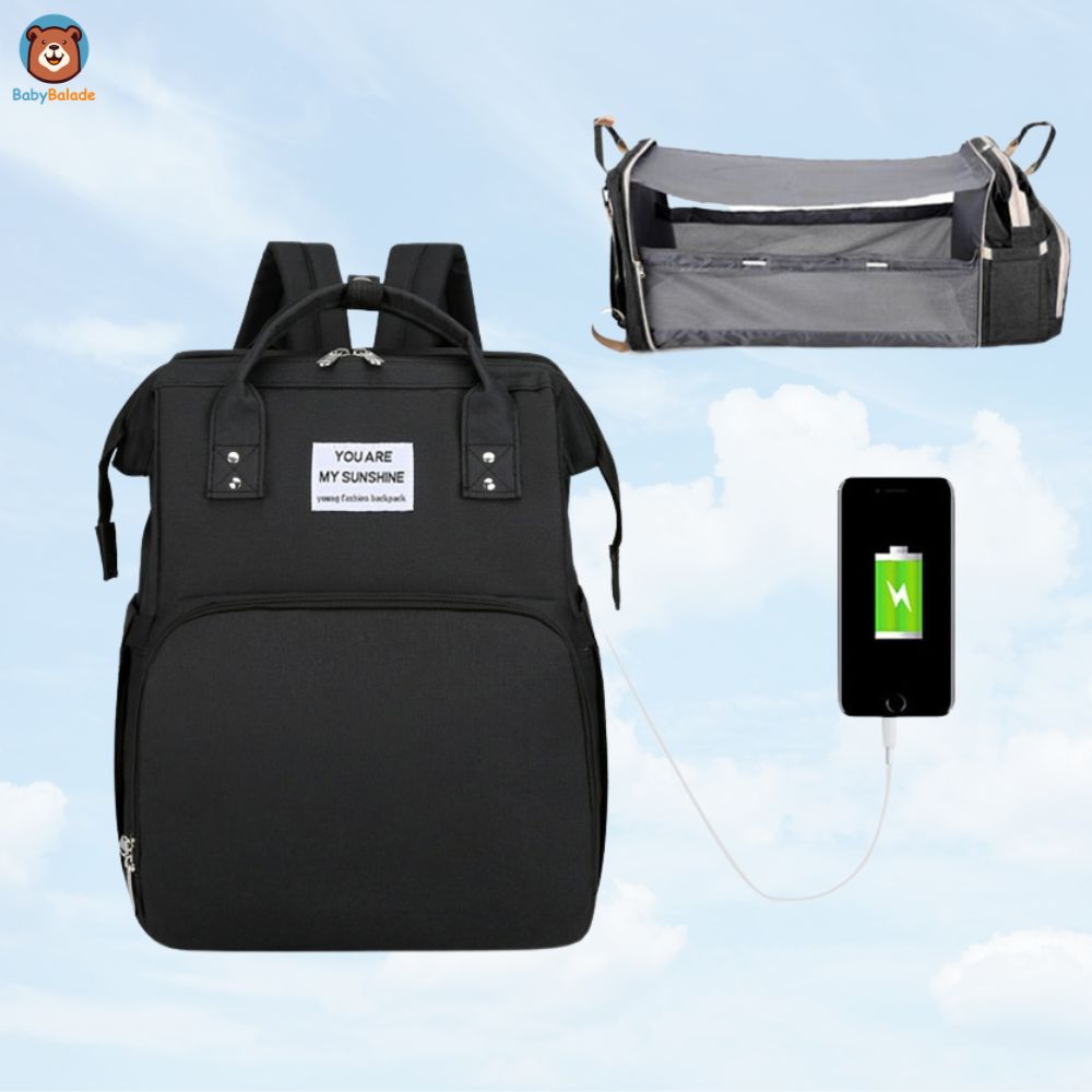 sac à langer lit nomade pour bébé modèle noir