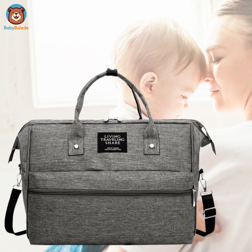 Sac à langer gris - bébé et maman