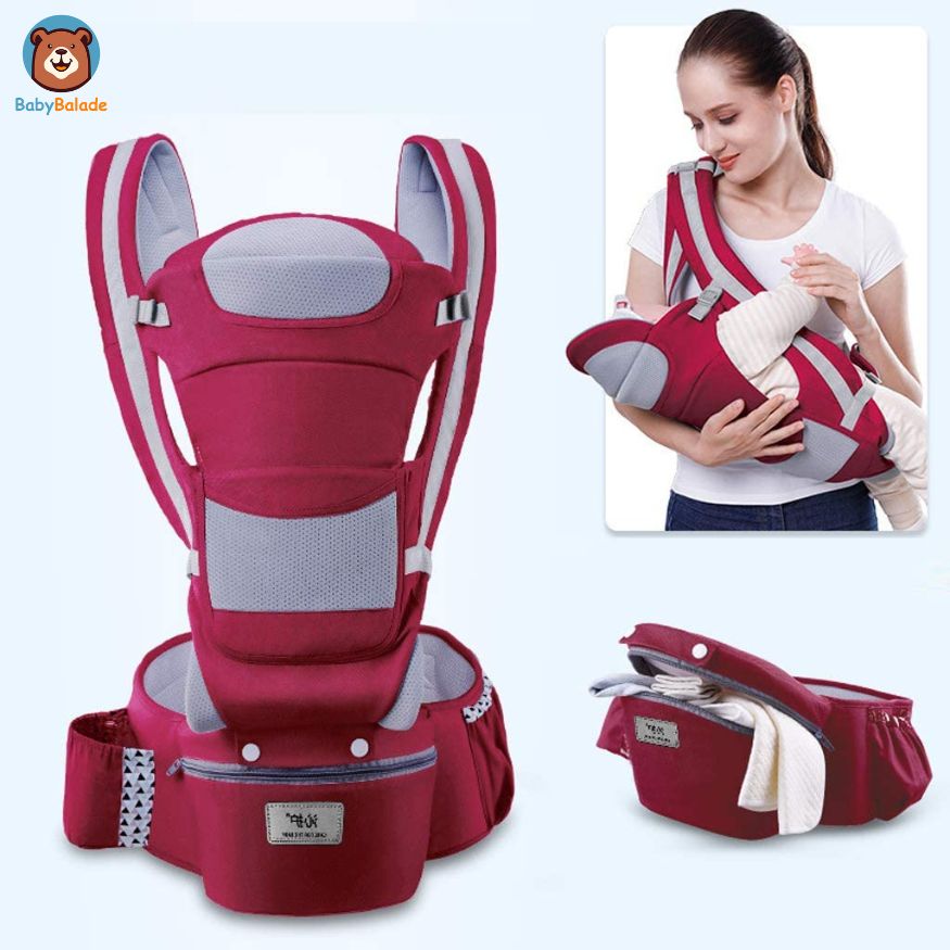 porte bébé ergonomique - rouge bordeau